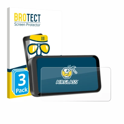 Face avant d’un emballage produit avec le logo de la marque BROTECT. À côté, l’appareil Carpuride W603B 6.3" est représenté av