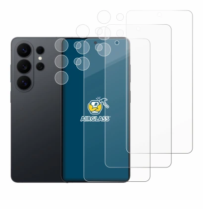Image de l'appareil Samsung Galaxy S26 Ultra (Avant+Caméra) avec une grande variété de protections d'écran.