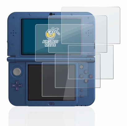 Image de l'appareil Nintendo New 3DS XL avec une grande variété de protections d'écran.