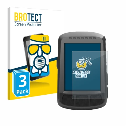 Face avant d’un emballage produit avec le logo de la marque BROTECT. À côté, l’appareil Wahoo Elemnt Bolt GPS est représenté a