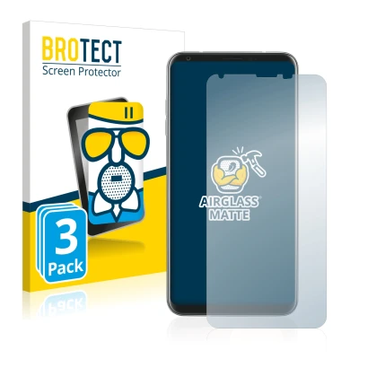 Face avant d’un emballage produit avec le logo de la marque BROTECT. À côté, l’appareil LG V30 est représenté avec la protecti