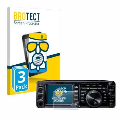 Face avant d’un emballage produit avec le logo de la marque BROTECT. À côté, l’appareil Yaesu FT-991A est représenté avec la p