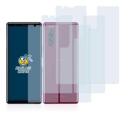 Image de l'appareil Sony Xperia 5 (Avant+Arrière) avec une grande variété de protections d'écran.