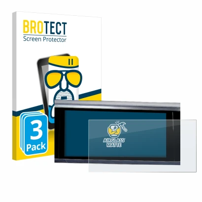 Face avant d’un emballage produit avec le logo de la marque BROTECT. À côté, l’appareil Audi A6 2018 MMI Navigation Plus 10.1"