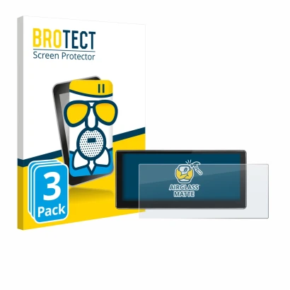 Face avant d’un emballage produit avec le logo de la marque BROTECT. À côté, l’appareil Joying 4G Car Radio 10.25" est représe