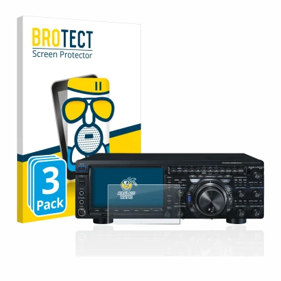 Face avant d’un emballage produit avec le logo de la marque BROTECT. À côté, l’appareil Yaesu FT-DX101D est représenté avec la