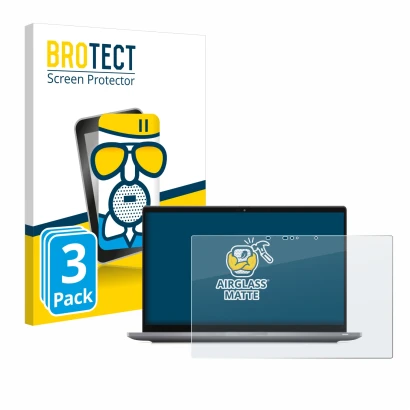 Face avant d’un emballage produit avec le logo de la marque BROTECT. À côté, l’appareil Dell Latitude 7420 2-in-1 Touch est re