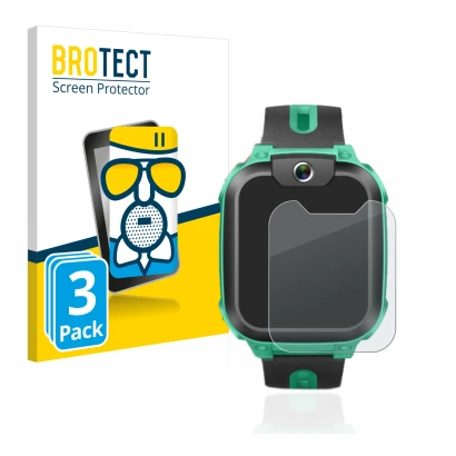 Face avant d’un emballage produit avec le logo de la marque BROTECT. À côté, l’appareil Imoo Watch Phone Z1 est représenté ave