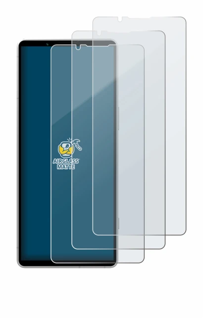 Image de l'appareil Sony Xperia 5 V avec une grande variété de protections d'écran.