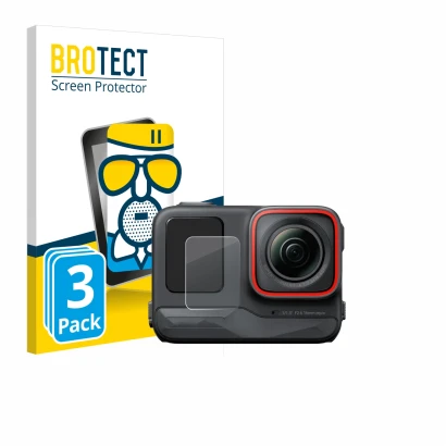 Face avant d’un emballage produit avec le logo de la marque BROTECT. À côté, l’appareil Insta360 Ace Pro (Affichage avant) est