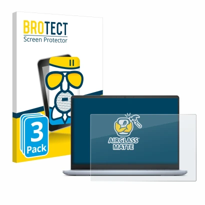 Face avant d’un emballage produit avec le logo de la marque BROTECT. À côté, l’appareil Dell Inspiron 14 Plus 7440 Laptop est 