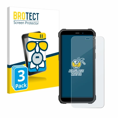 Face avant d’un emballage produit avec le logo de la marque BROTECT. À côté, l’appareil Oukitel WP32 est représenté avec la pr