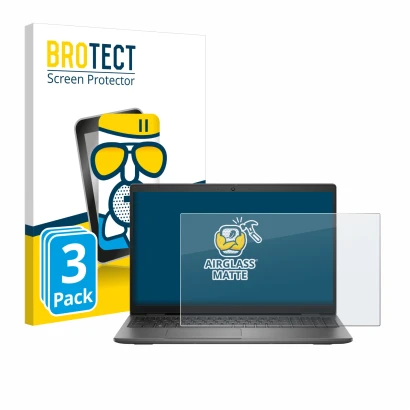 Face avant d’un emballage produit avec le logo de la marque BROTECT. À côté, l’appareil Dell Latitude 15 3540 est représenté a