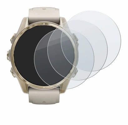 Image de l'appareil Garmin Fenix 8 (43 mm) avec une grande variété de protections d'écran.