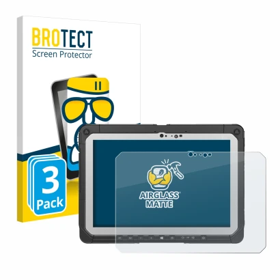 Face avant d’un emballage produit avec le logo de la marque BROTECT. À côté, l’appareil Panasonic Toughbook CF-20 MK2 est repr