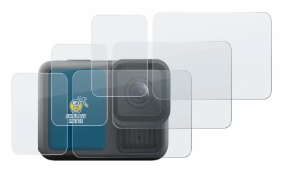 Image de l'appareil GoPro Hero 13 Black avec une grande variété de protections d'écran.