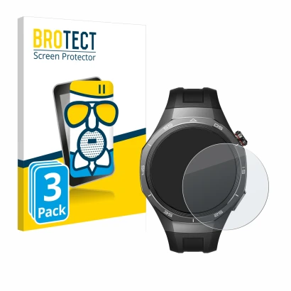 Face avant d’un emballage produit avec le logo de la marque BROTECT. À côté, l’appareil Huawei Watch GT 5 Pro (46 mm) est repr