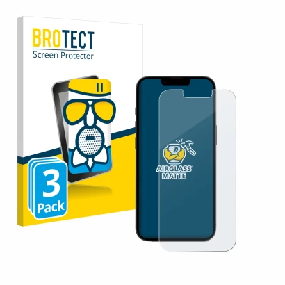 Face avant d’un emballage produit avec le logo de la marque BROTECT. À côté, l’appareil Apple iPhone 16e est représenté avec l