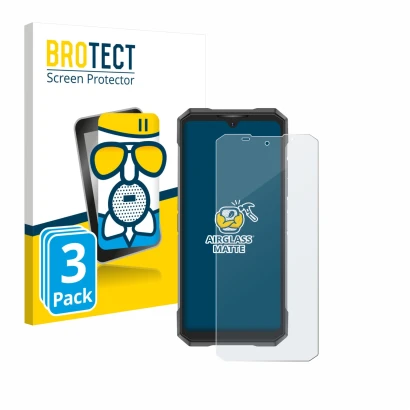 Face avant d’un emballage produit avec le logo de la marque BROTECT. À côté, l’appareil Doogee S200X est représenté avec la pr