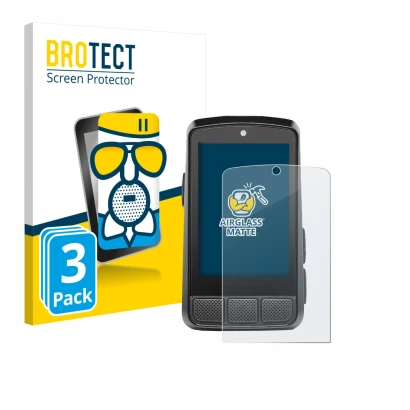 Face avant d’un emballage produit avec le logo de la marque BROTECT. À côté, l’appareil Wahoo Elemnt Bolt 3 est représenté ave