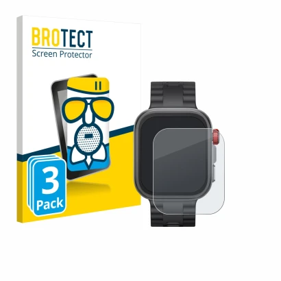 Face avant d’un emballage produit avec le logo de la marque BROTECT. À côté, l’appareil Huawei Watch Fit 4 Pro est représenté 