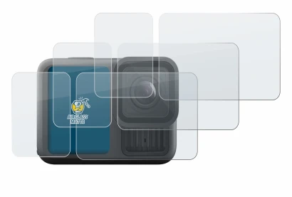 Image de l'appareil GoPro Hero 13 Black Creator Edition avec une grande variété de protections d'écran.