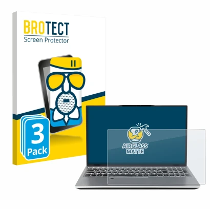 Face avant d’un emballage produit avec le logo de la marque BROTECT. À côté, l’appareil terra Mobile 1551R i7 1355U W11P est r