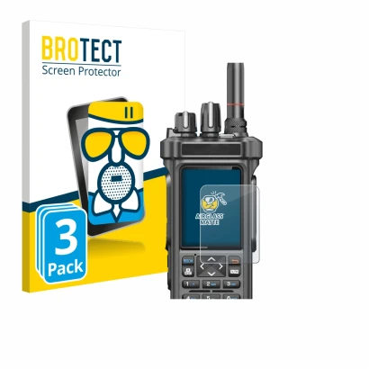 Face avant d’un emballage produit avec le logo de la marque BROTECT. À côté, l’appareil Radtel RT-950 Pro est représenté avec 