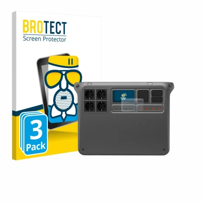 Face avant d’un emballage produit avec le logo de la marque BROTECT. À côté, l’appareil DJI Power 2000 est représenté avec la 