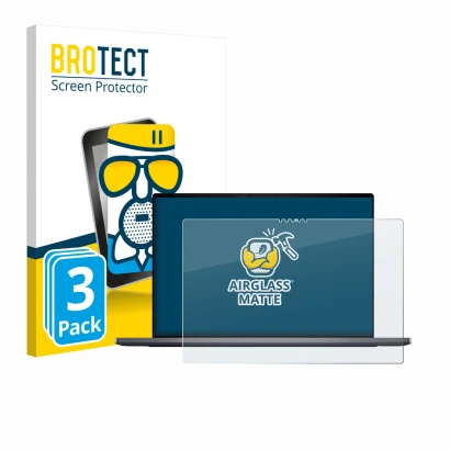 Face avant d’un emballage produit avec le logo de la marque BROTECT. À côté, l’appareil Dell XPS 16 DA16260 est représenté ave