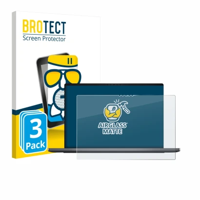 Face avant d’un emballage produit avec le logo de la marque BROTECT. À côté, l’appareil Dell XPS 14 DA14260 est représenté ave