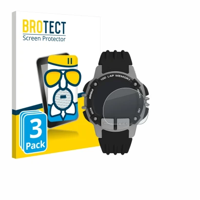 Face avant d’un emballage produit avec le logo de la marque BROTECT. À côté, l’appareil Timex Ironman TW5M63200 est représenté