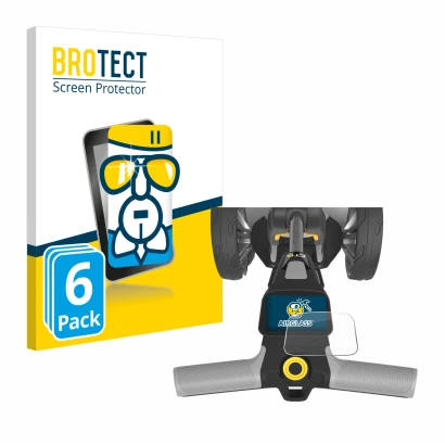 Face avant d’un emballage produit avec le logo de la marque BROTECT. À côté, l’appareil PowaKaddy CT6 est représenté avec la p
