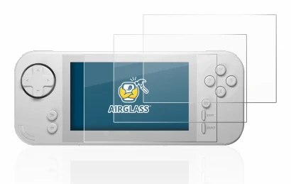 Image de l'appareil Evercade EXP avec une grande variété de protections d'écran.