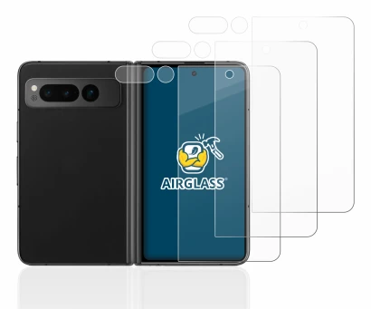 Image de l'appareil Google Pixel Fold (Avant+Caméra) avec une grande variété de protections d'écran.