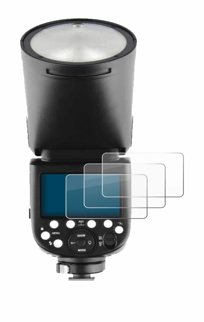 Image de l'appareil Godox V1 avec une grande variété de protections d'écran.