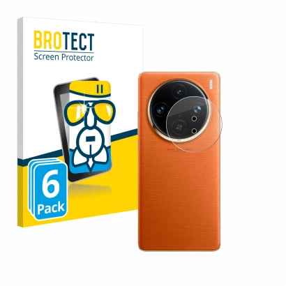 Face avant d’un emballage produit avec le logo de la marque BROTECT. À côté, l’appareil Vivo X100 Pro (Caméra UNIQUEMENT) est 