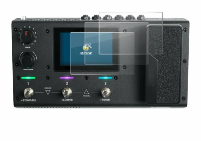 Image de l'appareil Headrush MX5 avec une grande variété de protections d'écran.