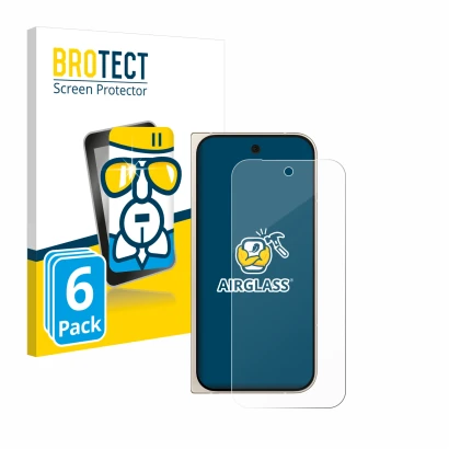 Face avant d’un emballage produit avec le logo de la marque BROTECT. À côté, l’appareil Google Pixel 9 Pro Fold est représenté
