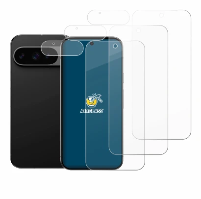 Image de l'appareil Google Pixel 9 Pro XL (Avant+Caméra) avec une grande variété de protections d'écran.