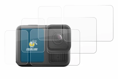 Image de l'appareil GoPro Hero 13 Black avec une grande variété de protections d'écran.