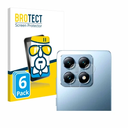 Face avant d’un emballage produit avec le logo de la marque BROTECT. À côté, l’appareil Xiaomi 14T Pro (Caméra UNIQUEMENT) est