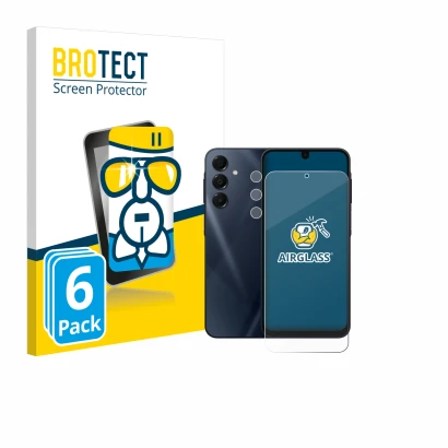 Face avant d’un emballage produit avec le logo de la marque BROTECT. À côté, l’appareil Samsung Galaxy A16 5G (Avant+Caméra) e