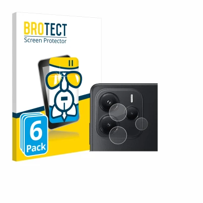 Face avant d’un emballage produit avec le logo de la marque BROTECT. À côté, l’appareil Xiaomi Redmi Note 14 (Caméra UNIQUEMEN