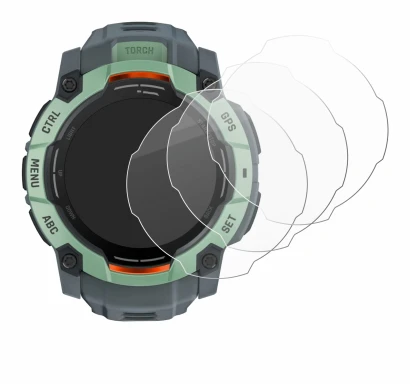 Image de l'appareil Garmin Instinct 3 AMOLED (50 mm) avec une grande variété de protections d'écran.