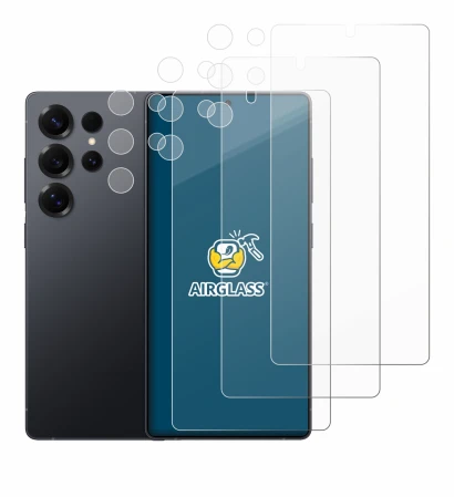 Image de l'appareil Samsung Galaxy S25 Ultra Enterprise Edition (Avant+Caméra) avec une grande variété de protections d'écran.