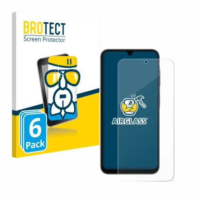 Face avant d’un emballage produit avec le logo de la marque BROTECT. À côté, l’appareil Samsung Galaxy A26 5G est représenté a