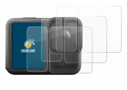 Image de l'appareil GoPro Hero 13 Black Ultra Wide Edition avec une grande variété de protections d'écran.