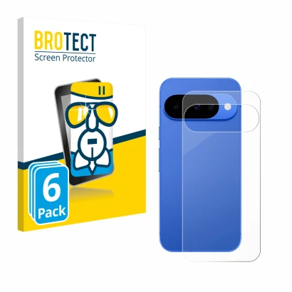Face avant d’un emballage produit avec le logo de la marque BROTECT. À côté, l’appareil Google Pixel 10 (Arrière) est représen