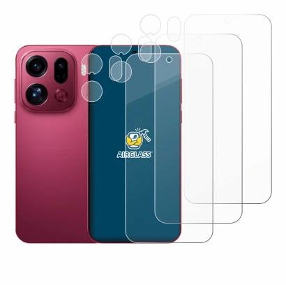 Image de l'appareil Oppo Find X9 Pro (Avant+Caméra) avec une grande variété de protections d'écran.